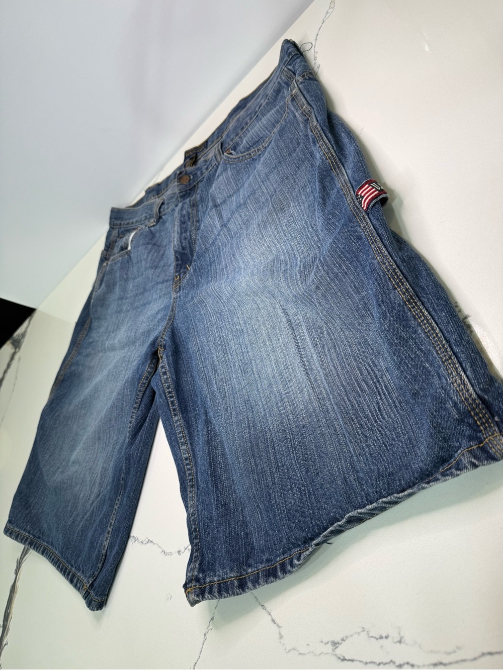 Y2K US Polo ASSN Denim Shorts Mens 38 Blue Skater Baggy Streetwear Hip Hop Carpe